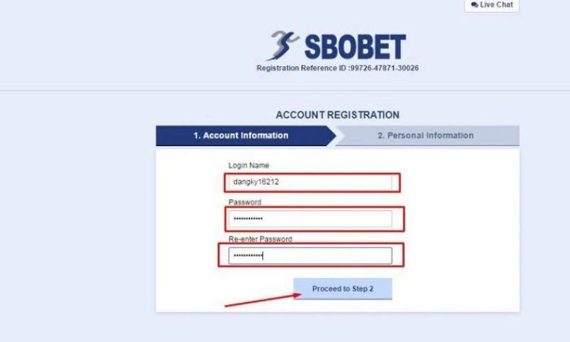Cung cấp thông tin cá nhân để tạo tài khoản Sbobet